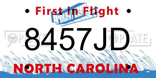 8457JD North Carolina License Plate