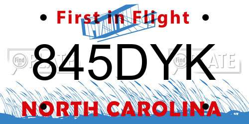 845DYK North Carolina License Plate