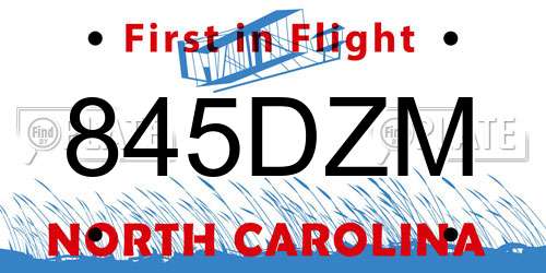 845DZM North Carolina License Plate