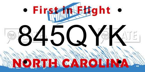 845QYK North Carolina License Plate