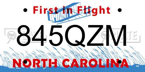 845QZM North Carolina License Plate