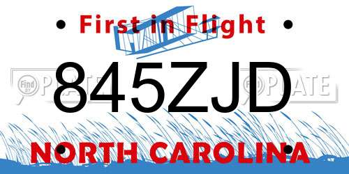 845ZJD North Carolina License Plate