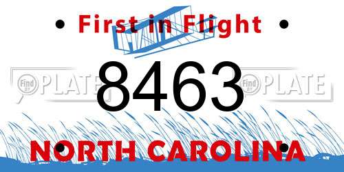 8463 North Carolina License Plate