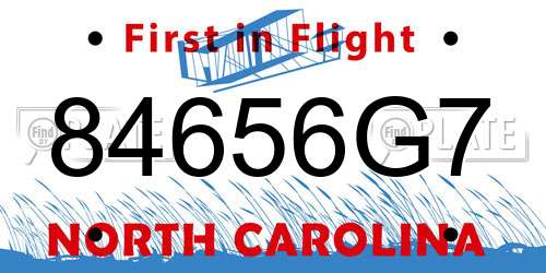 84656G7 North Carolina License Plate