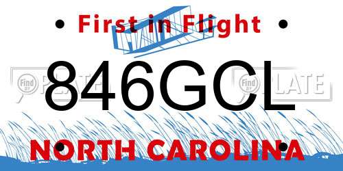 846GCL North Carolina License Plate