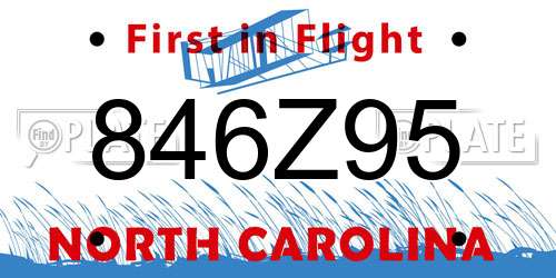 846Z95 North Carolina License Plate