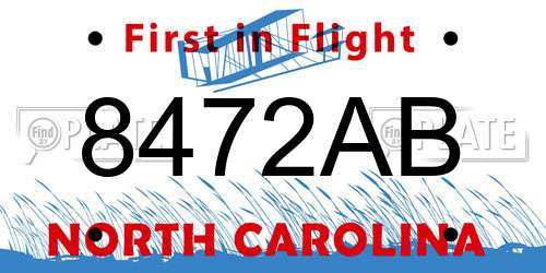 8472AB North Carolina License Plate