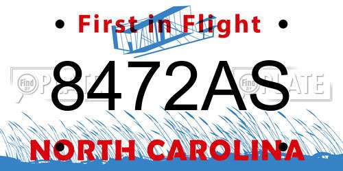 8472AS North Carolina License Plate