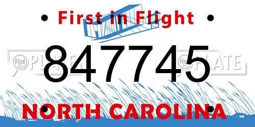 847745 North Carolina License Plate