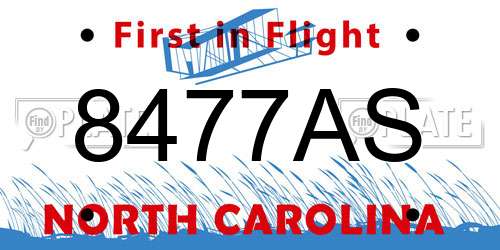 8477AS North Carolina License Plate