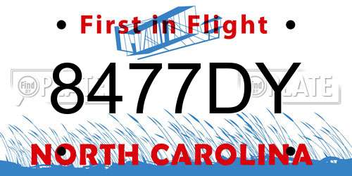 8477DY North Carolina License Plate