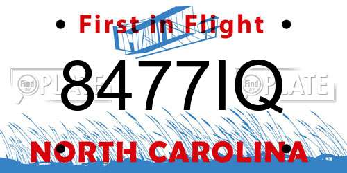 8477IQ North Carolina License Plate