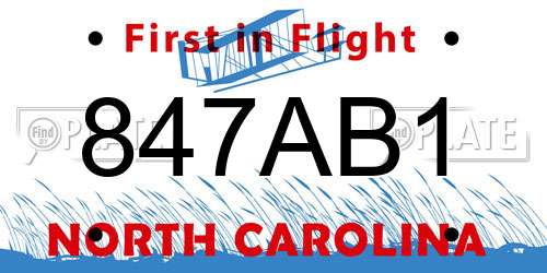 847AB1 North Carolina License Plate