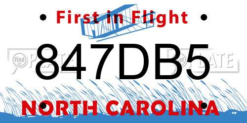 847DB5 North Carolina License Plate