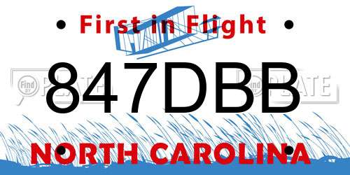 847DBB North Carolina License Plate