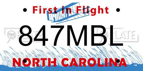 847MBL North Carolina License Plate