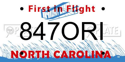 847ORI North Carolina License Plate