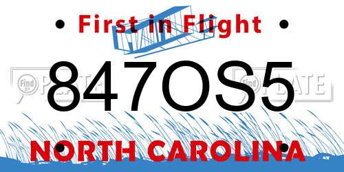 847OS5 North Carolina License Plate