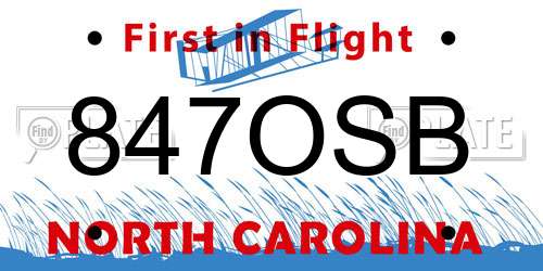 847OSB North Carolina License Plate