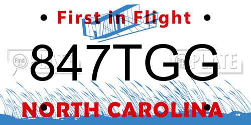 847TGG North Carolina License Plate