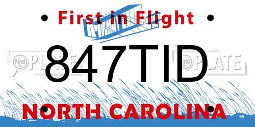 847TID North Carolina License Plate