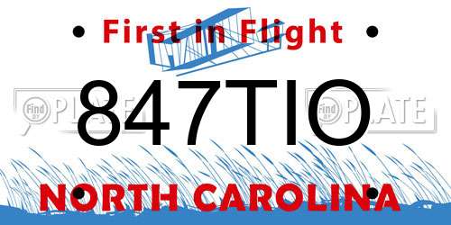 847TIO North Carolina License Plate