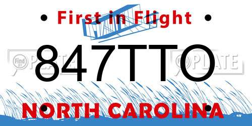 847TTO North Carolina License Plate