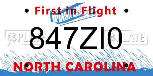 847ZI0 North Carolina License Plate
