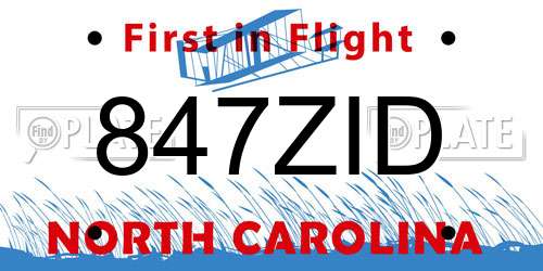 847ZID North Carolina License Plate