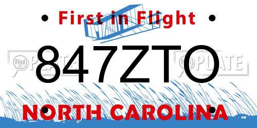847ZTO North Carolina License Plate