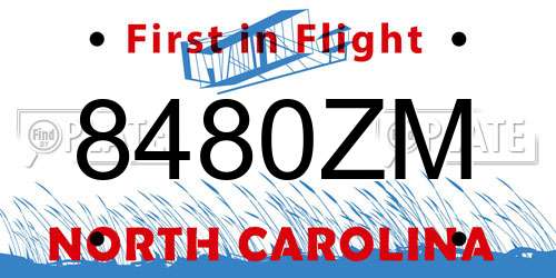 8480ZM North Carolina License Plate