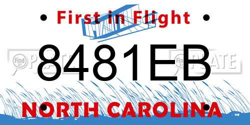 8481EB North Carolina License Plate