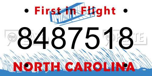 8487518 North Carolina License Plate