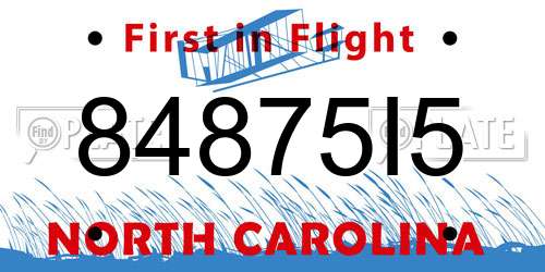 84875I5 North Carolina License Plate