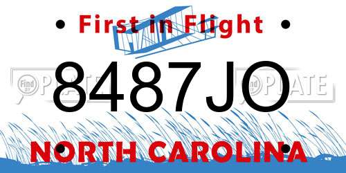 8487JO North Carolina License Plate