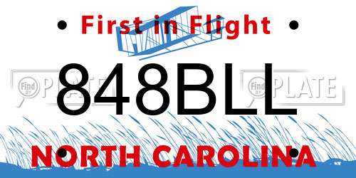 848BLL North Carolina License Plate