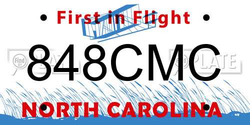 848CMC North Carolina License Plate