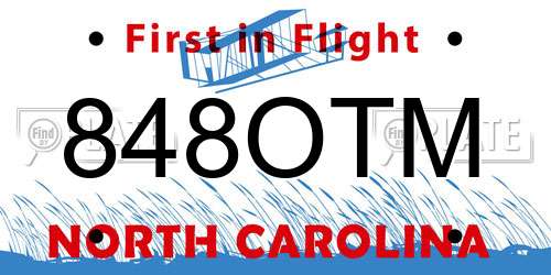 848OTM North Carolina License Plate