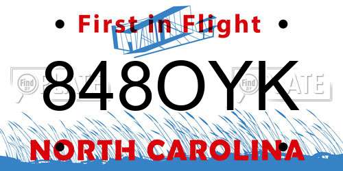 848OYK North Carolina License Plate