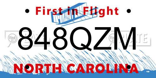 848QZM North Carolina License Plate