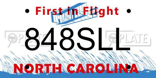848SLL North Carolina License Plate