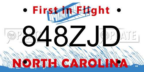 848ZJD North Carolina License Plate