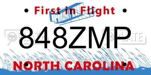 848ZMP North Carolina License Plate