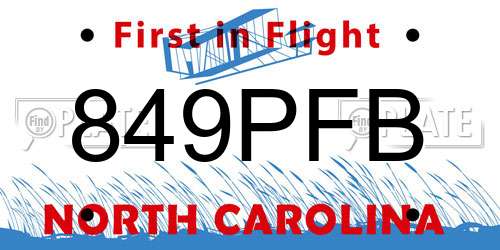 849PFB North Carolina License Plate