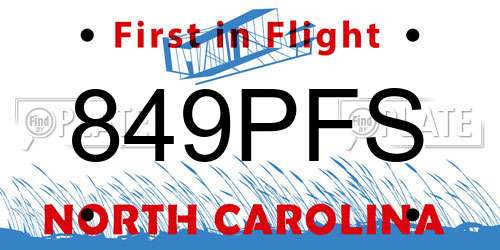 849PFS North Carolina License Plate