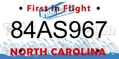 84AS967 North Carolina License Plate