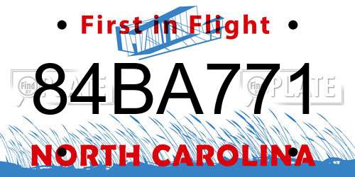 84BA771 North Carolina License Plate