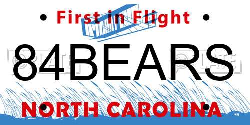 84BEARS North Carolina License Plate