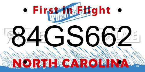 84GS662 North Carolina License Plate