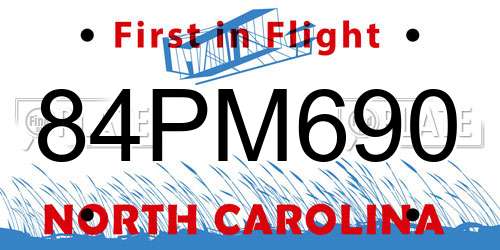 84PM690 North Carolina License Plate